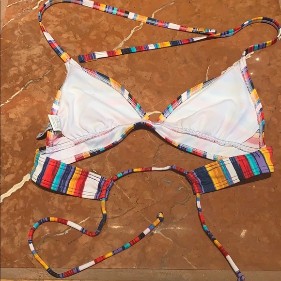 Multicolored striped bikini top NWOT - Picture 3 of 5